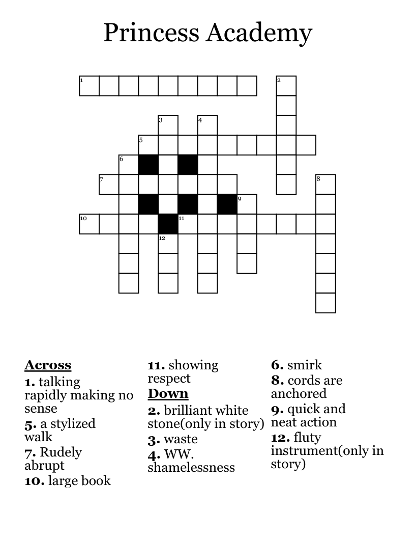 Princess Academy Crossword