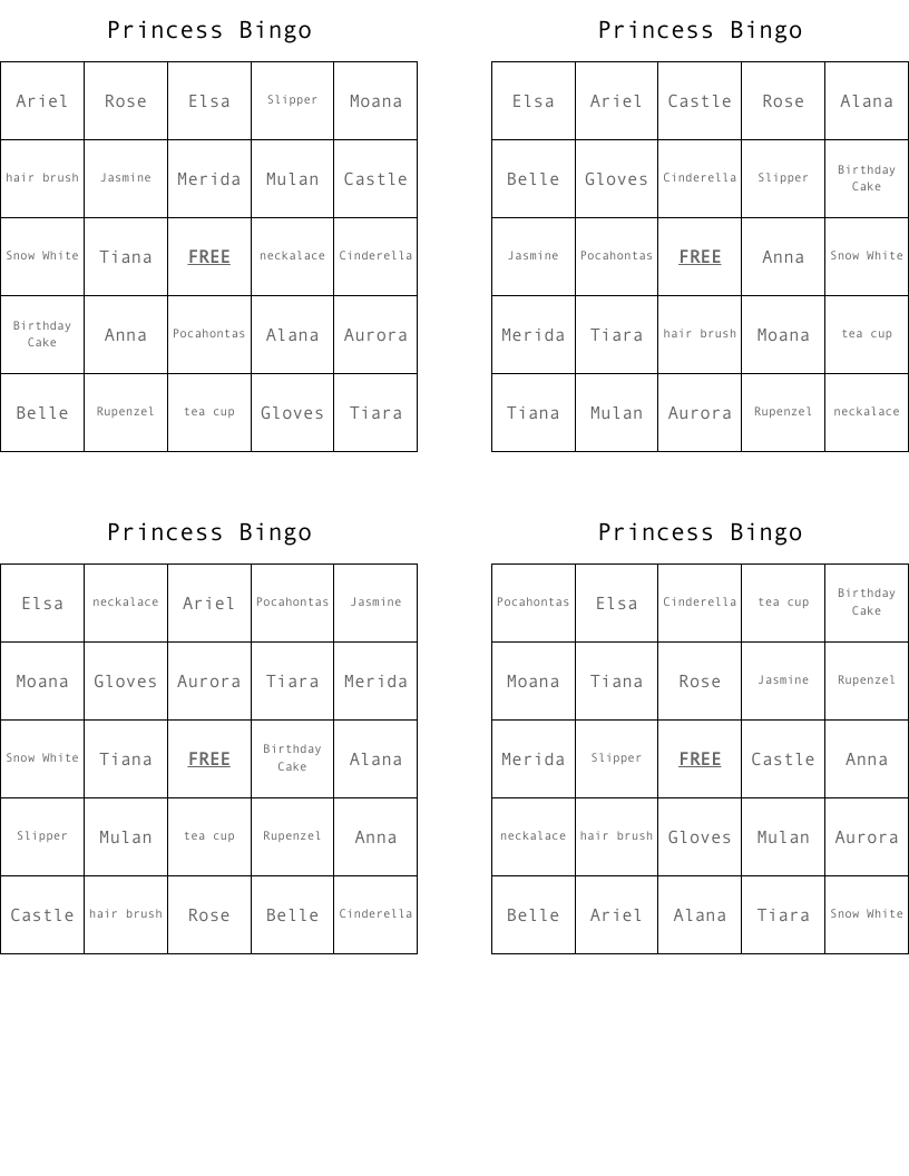 Princess Bingo