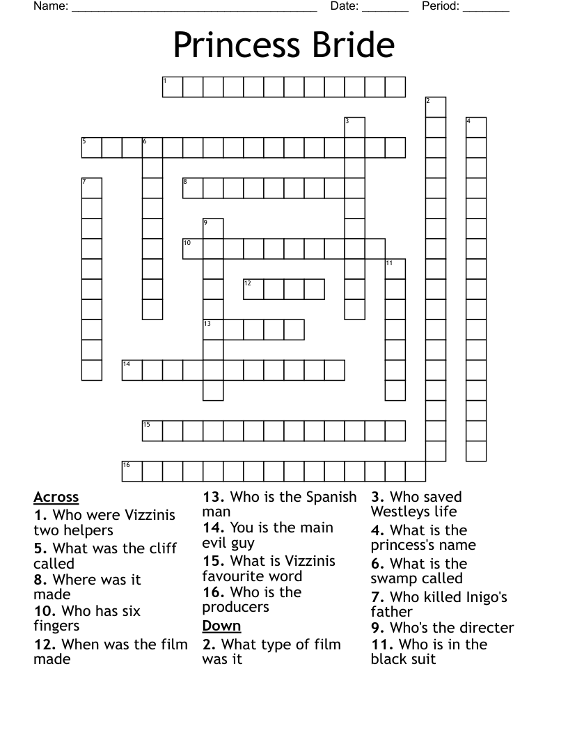 Princess Bride Crossword