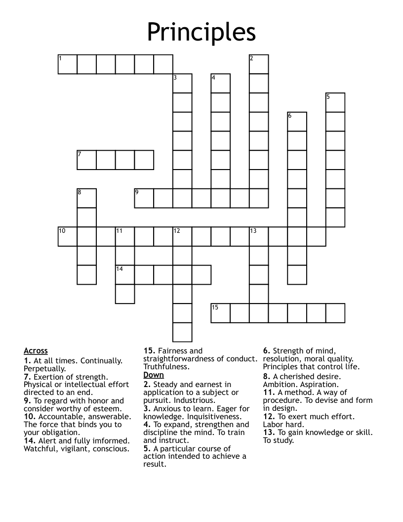 Principles Crossword