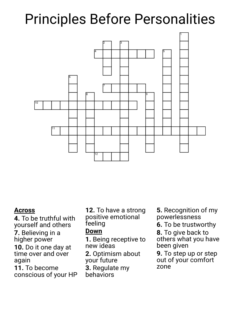 Principles Before Personalities Crossword