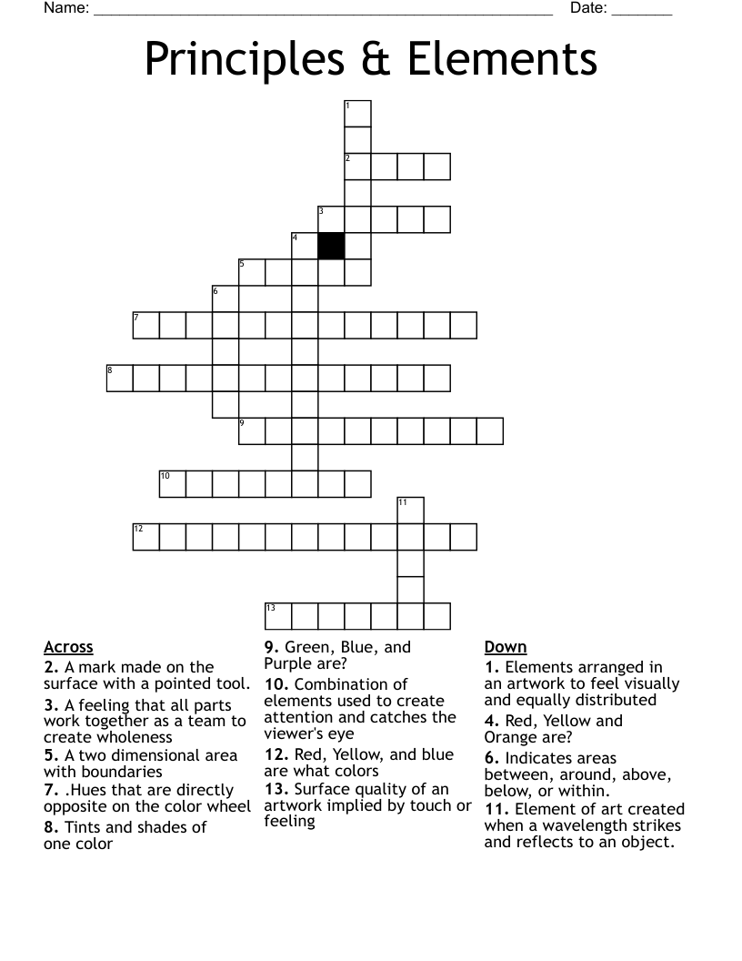 Principles & Elements Crossword