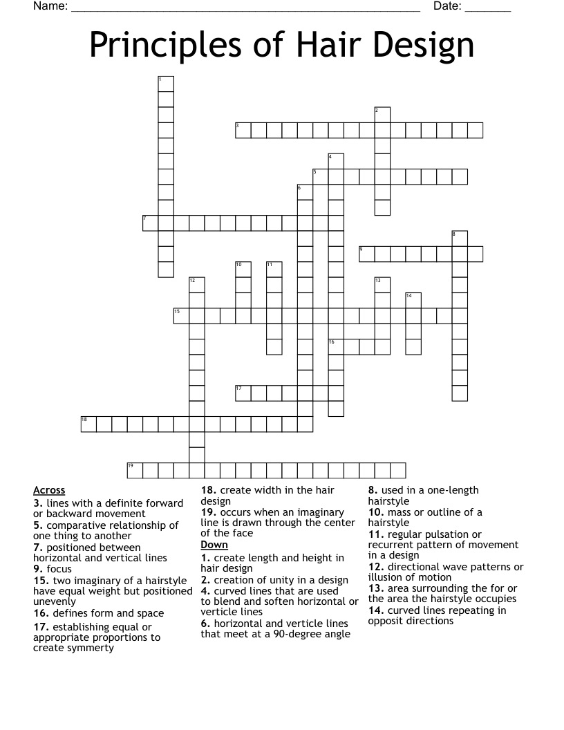 Principles of Hair Design Crossword