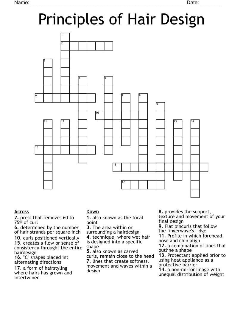 Principles of Hair Design Crossword