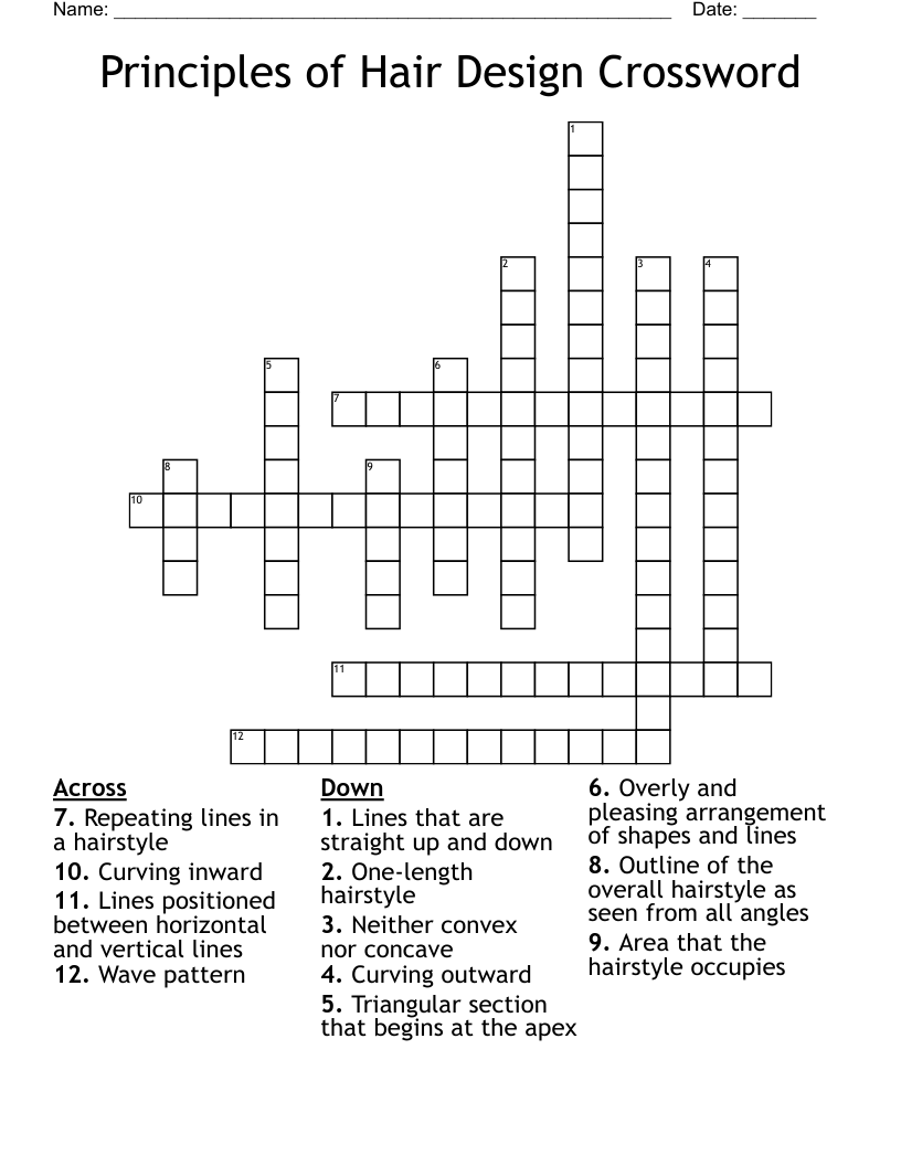 Principles of Hair Design Crossword 