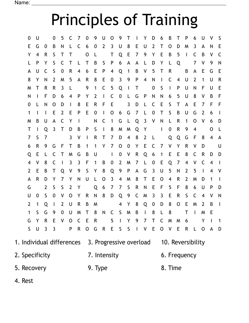 Principles of Training  Word Search