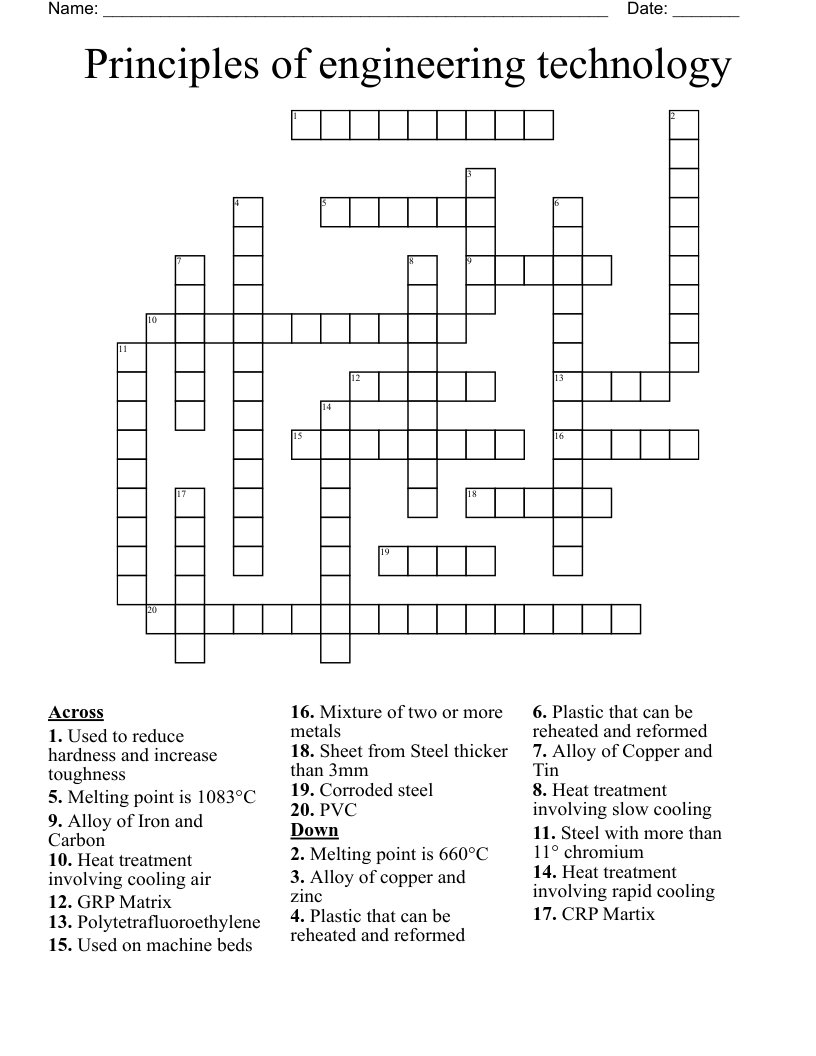 Principles of engineering technology Crossword