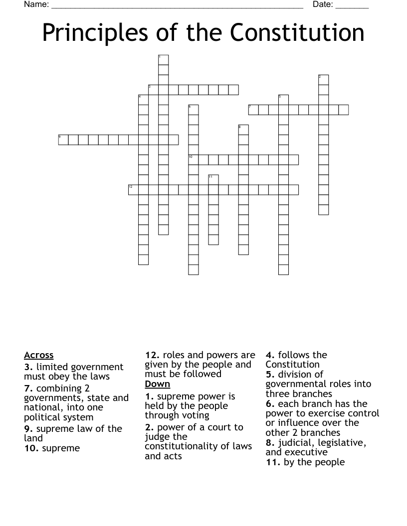 Principles of the Constitution Crossword