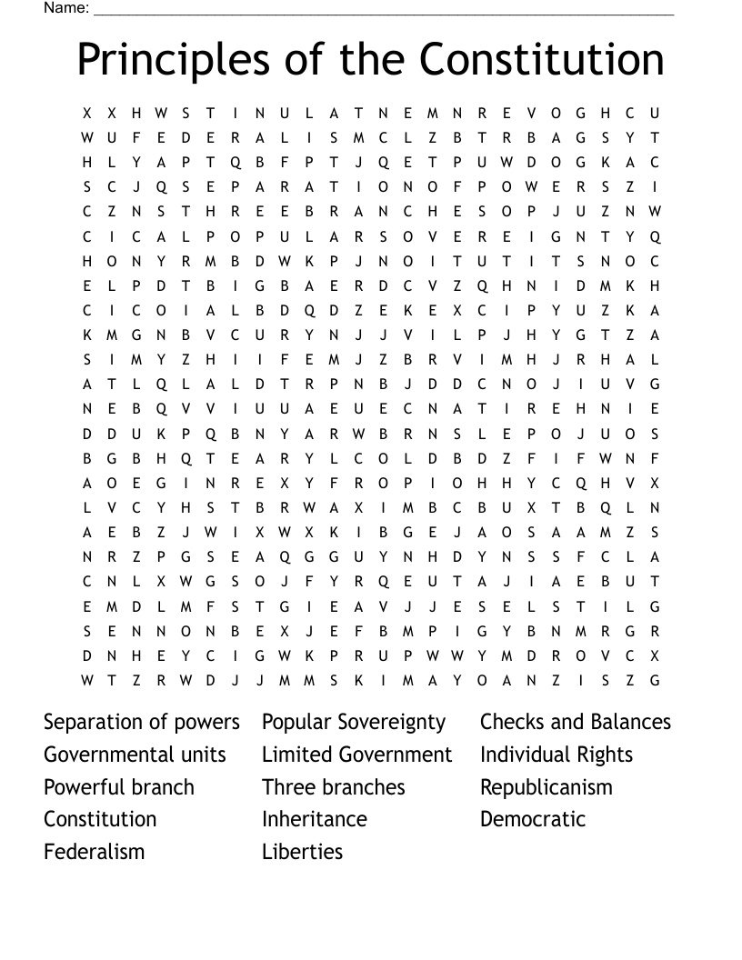 Principles of the Constitution Word Search