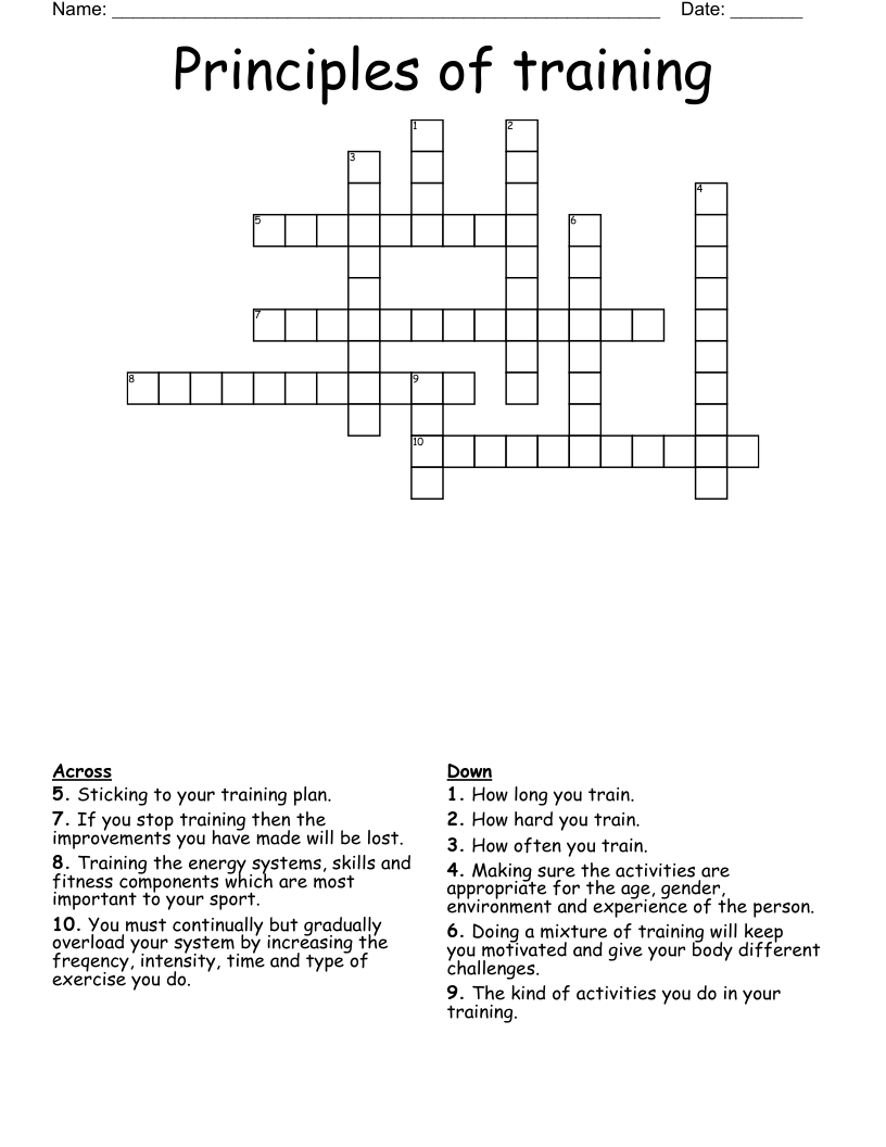 Principles of training Crossword