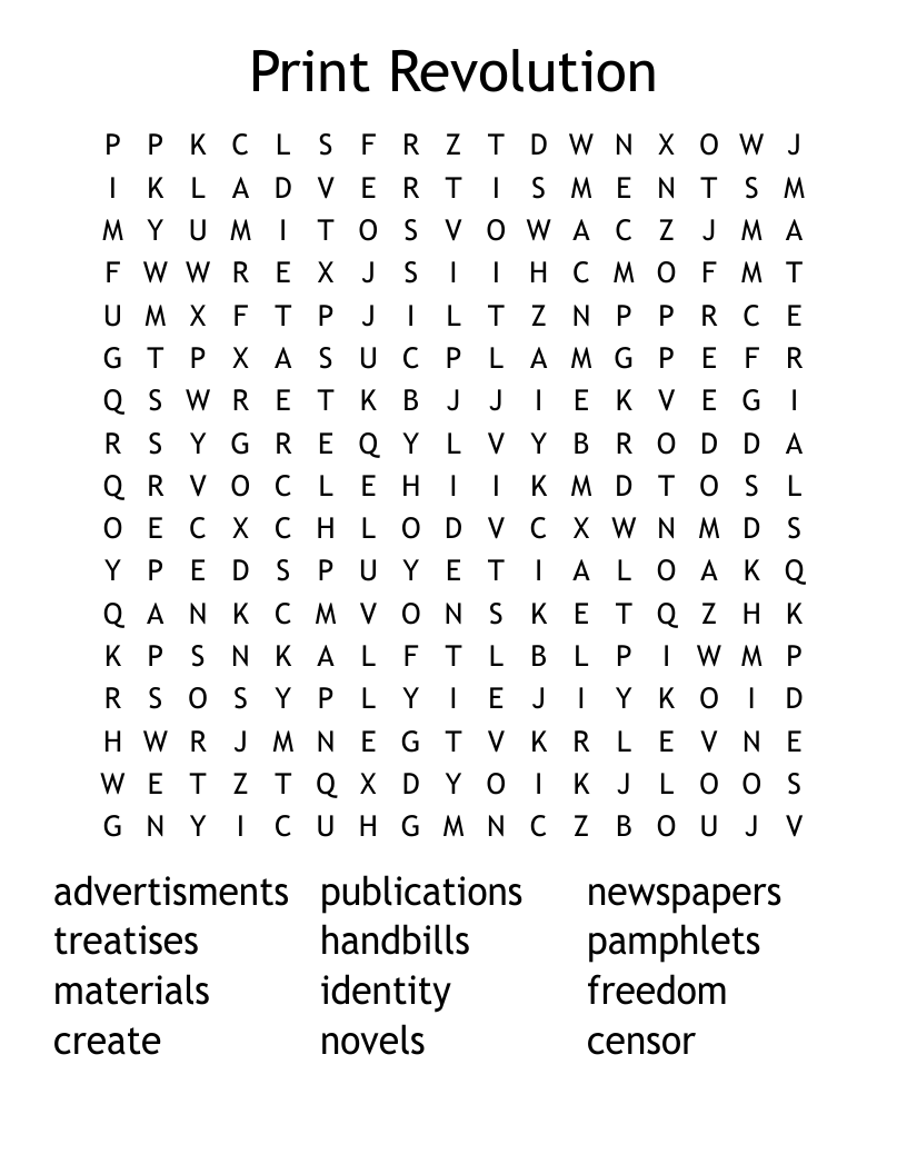Print Revolution Word Search