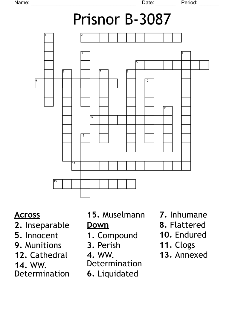 Prisnor B-3087 Crossword