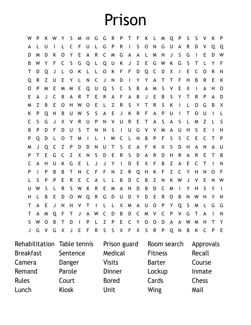 Prison Word Search