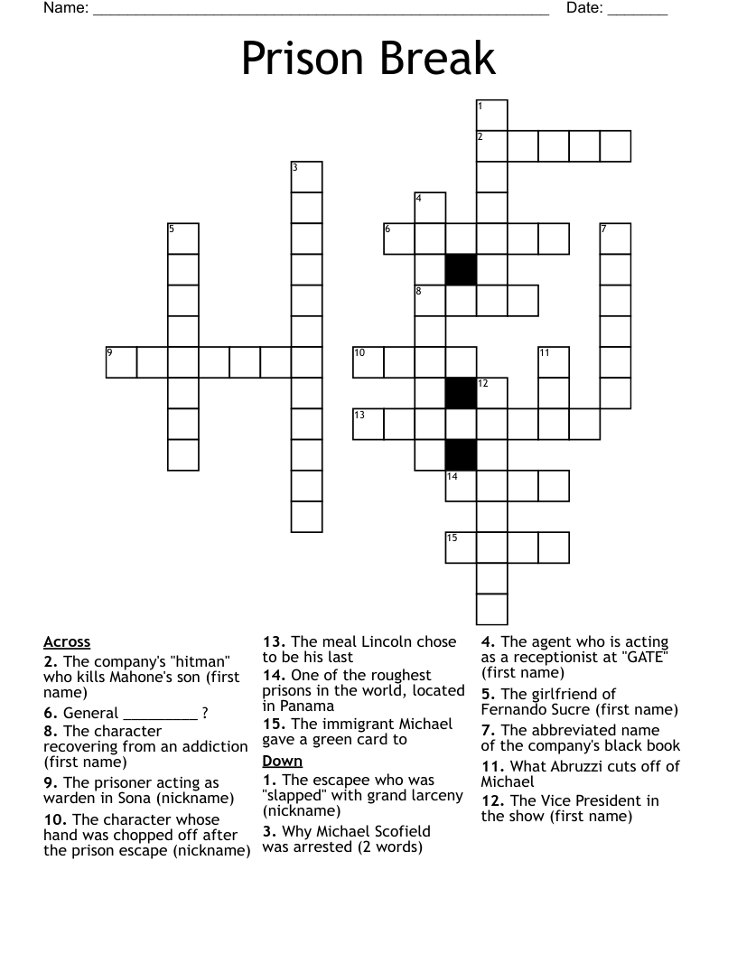 Prison Break Crossword