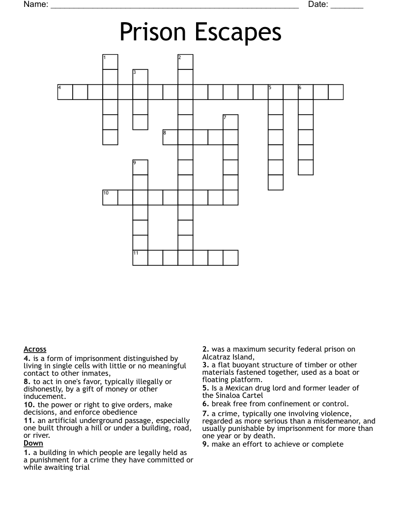 Prison Escapes  Crossword