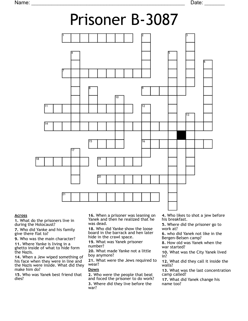 Prisoner B-3087 Crossword