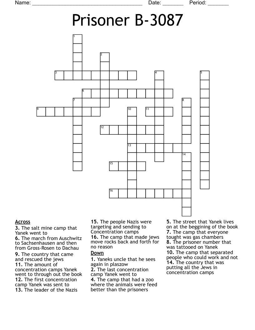 Prisoner B-3087 Crossword
