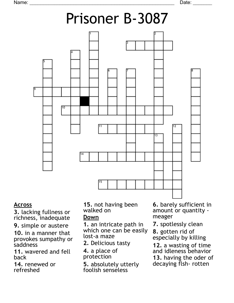 Prisoner B-3087 Crossword