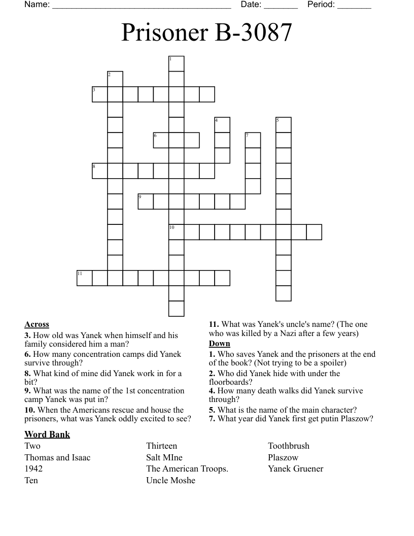 Prisoner B-3087 Crossword