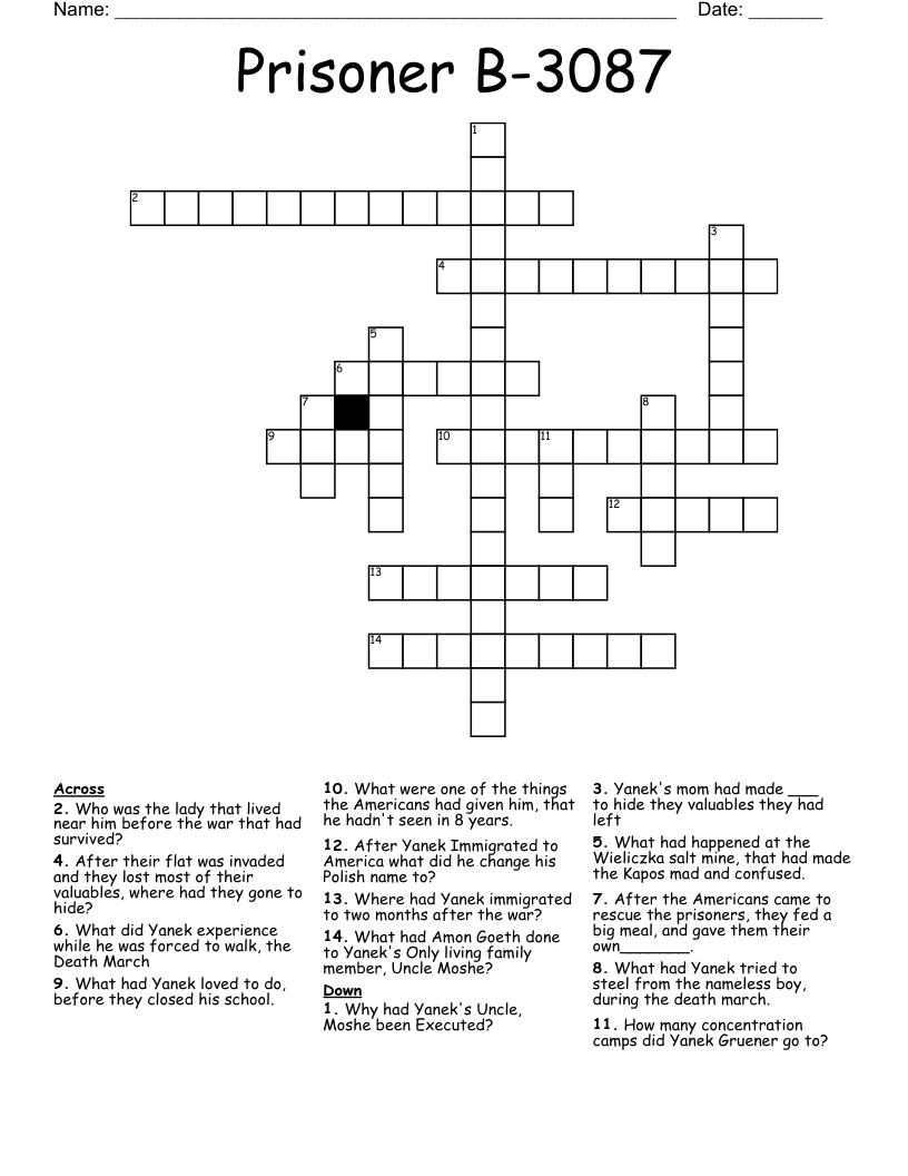 Prisoner B-3087 Crossword