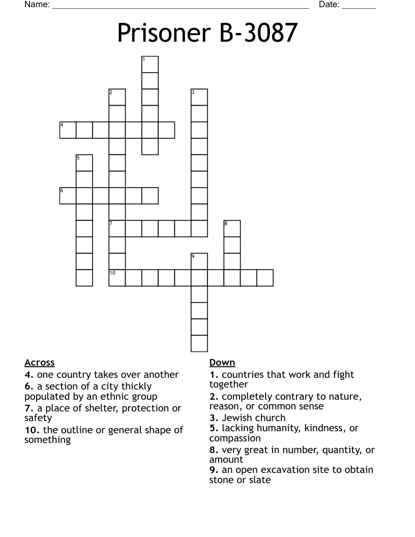 Prisoner B-3087 Crossword