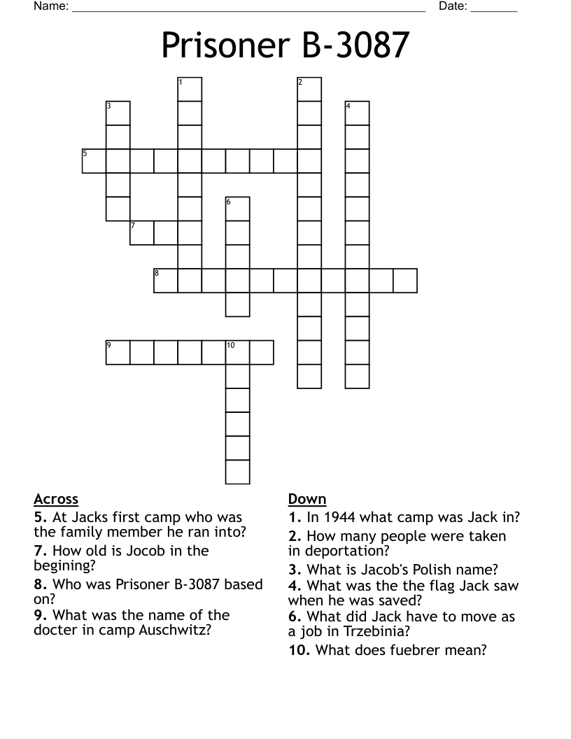 Prisoner B-3087 Crossword