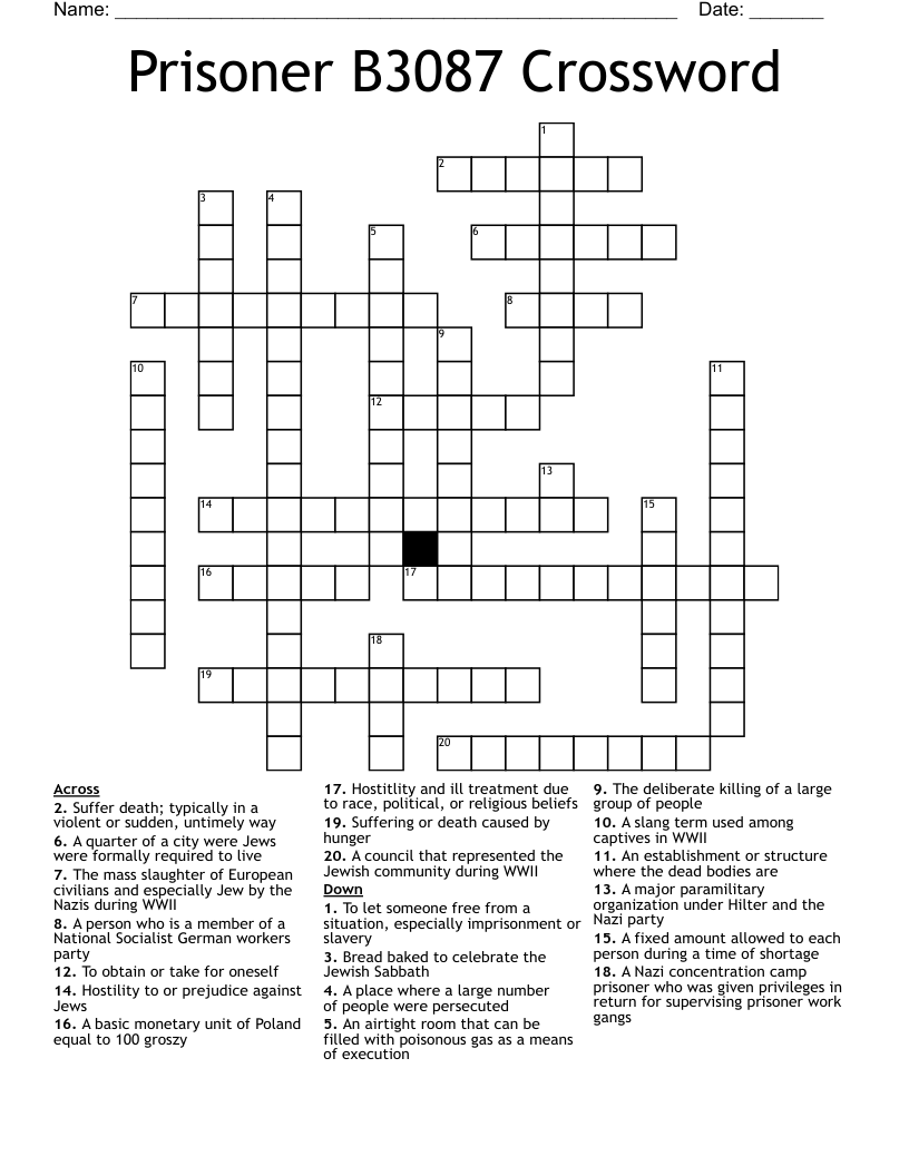 Prisoner B3087 Crossword