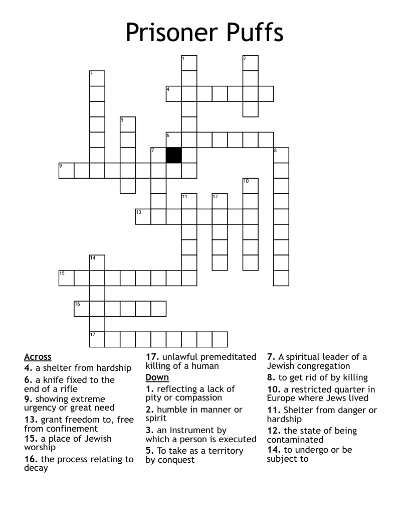 Prisoner Puffs Crossword
