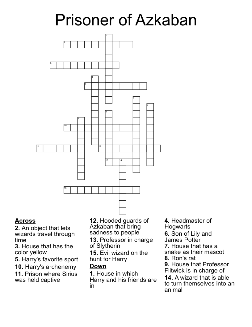 Prisoner of Azkaban Crossword