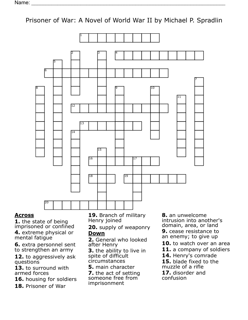 Prisoner of War: A Novel of World War II by Michael P. Spradlin Crossword