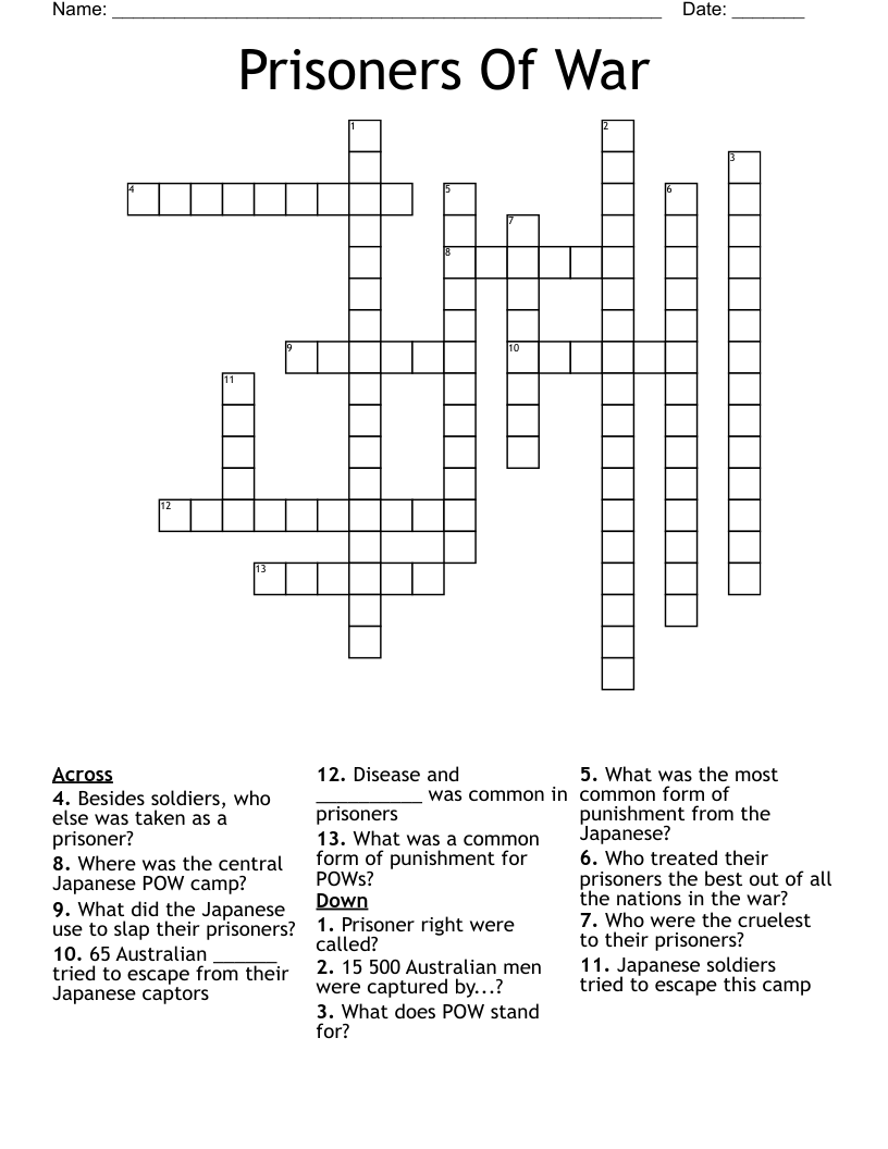 Prisoners Of War Crossword