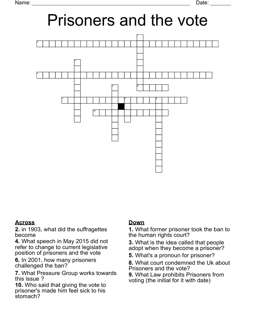 Prisoners and the vote Crossword
