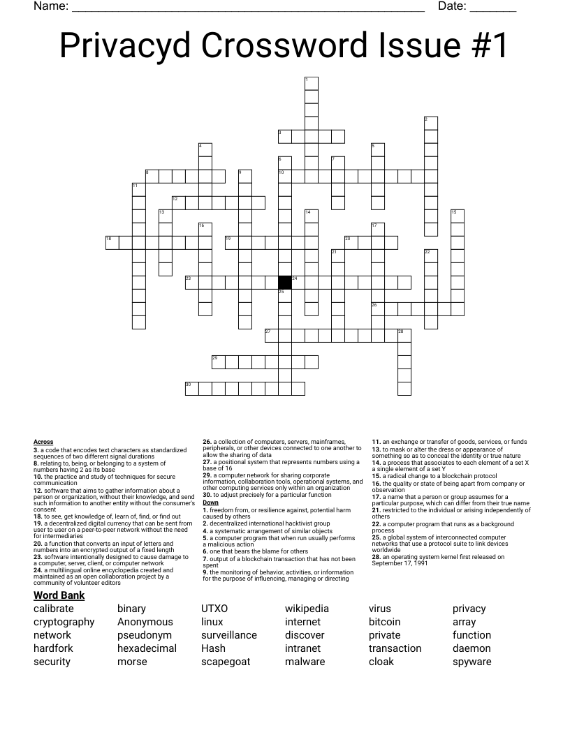 Privacyd Crossword Issue #1