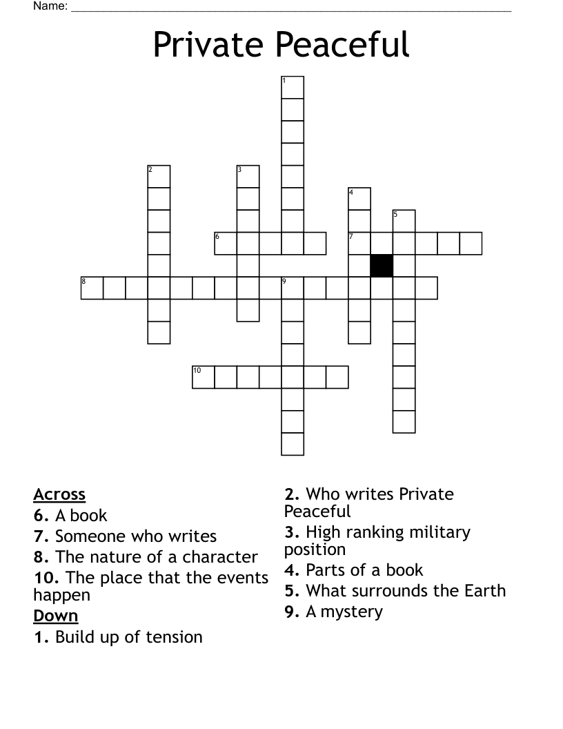 Private Peaceful Crossword