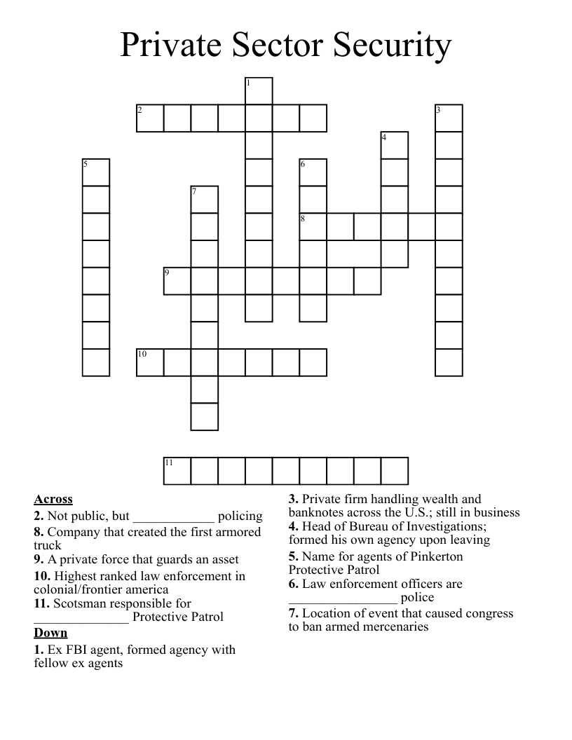 Private Sector Security Crossword