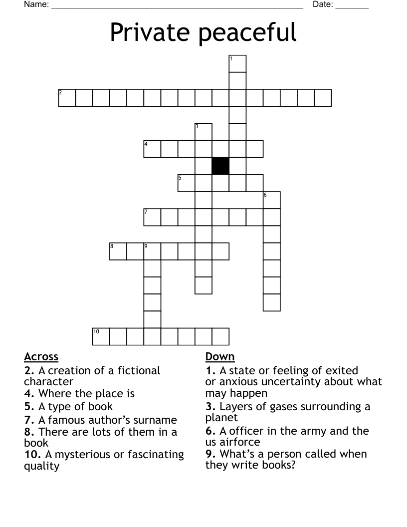 Private peaceful  Crossword