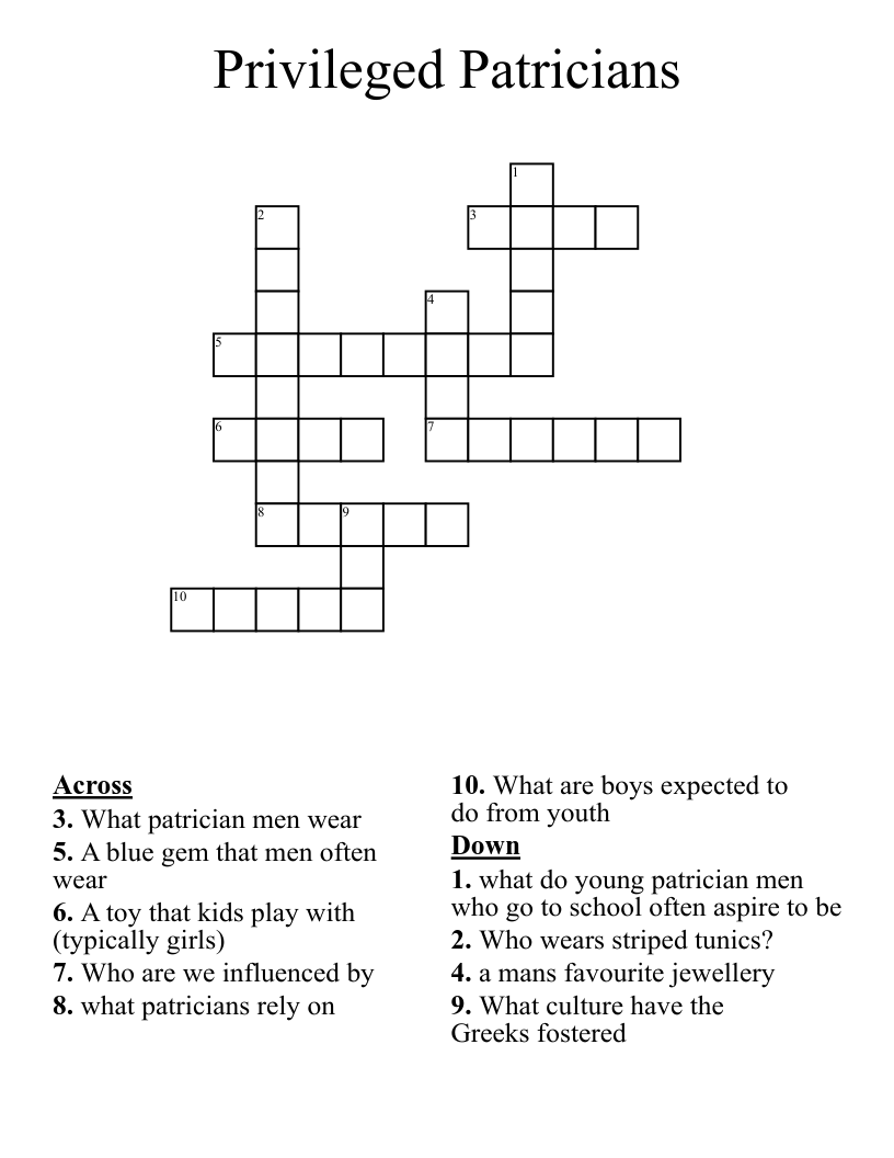 Privileged Patricians Crossword