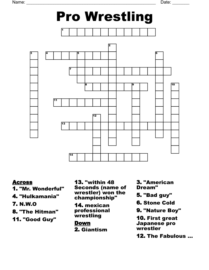 Pro Wrestling Crossword
