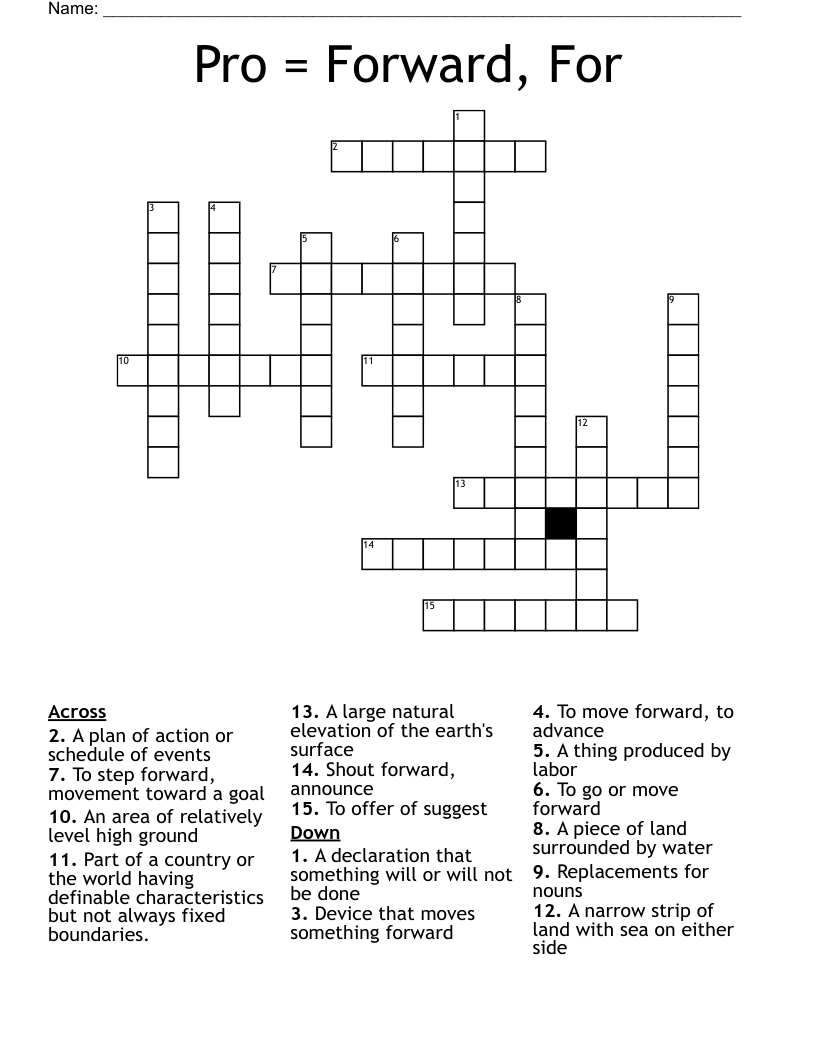 Pro = Forward, For Crossword