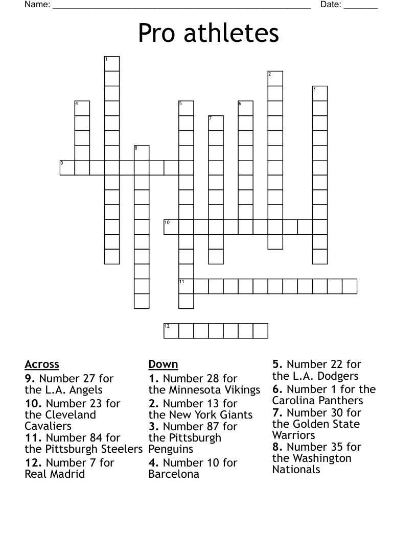 Pro athletes Crossword