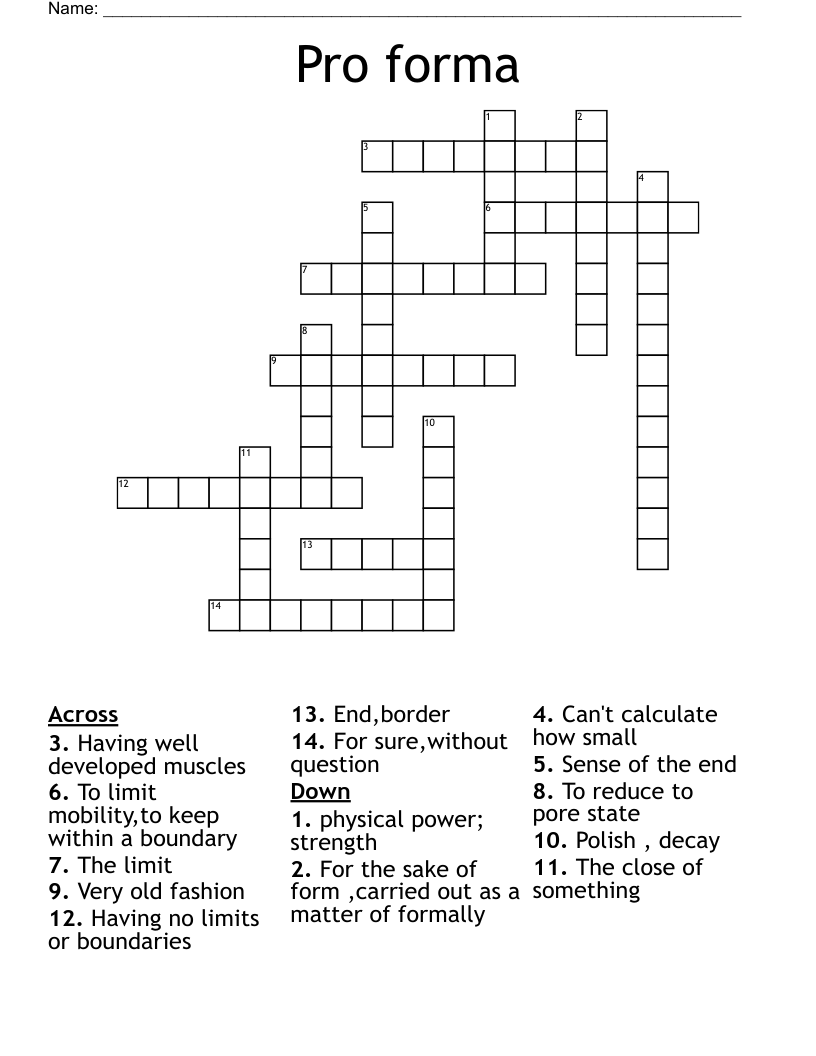 Pro forma  Crossword