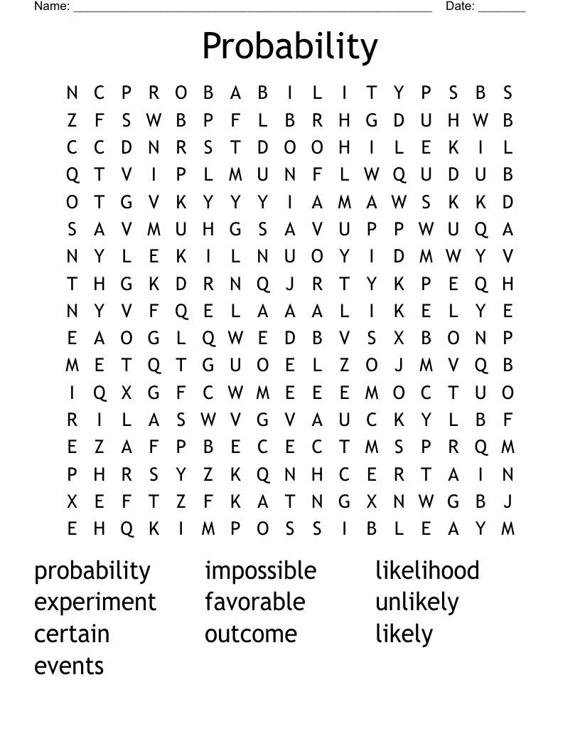 Probability Word Search