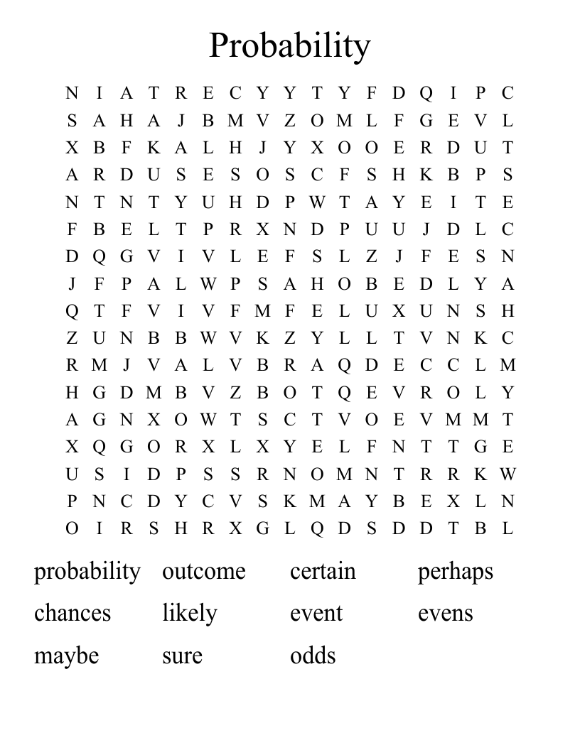 Probability Word Search