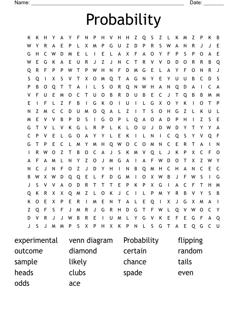 Probability Word Search