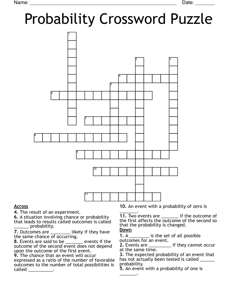 Probability Crossword Puzzle