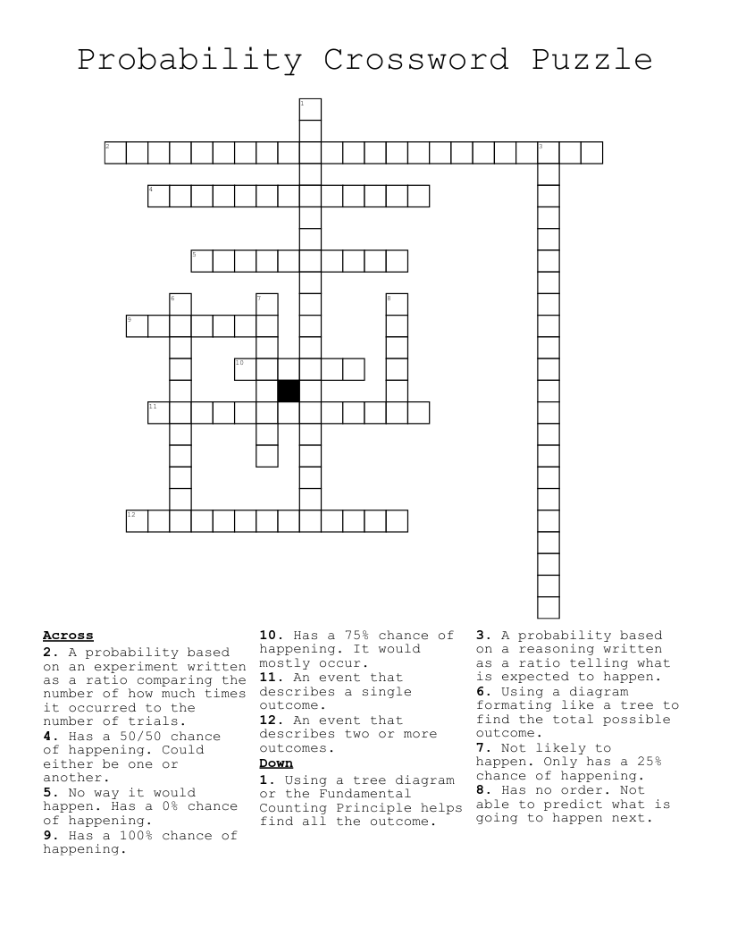 Probability Crossword Puzzle