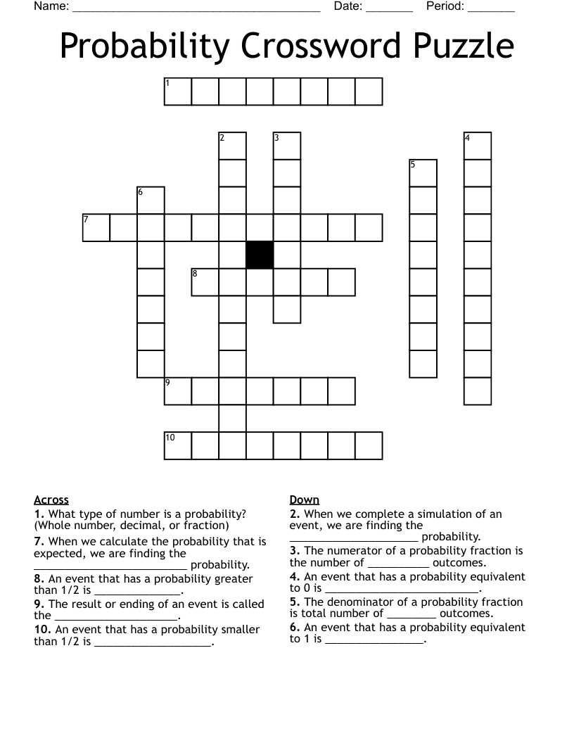 Probability Crossword Puzzle