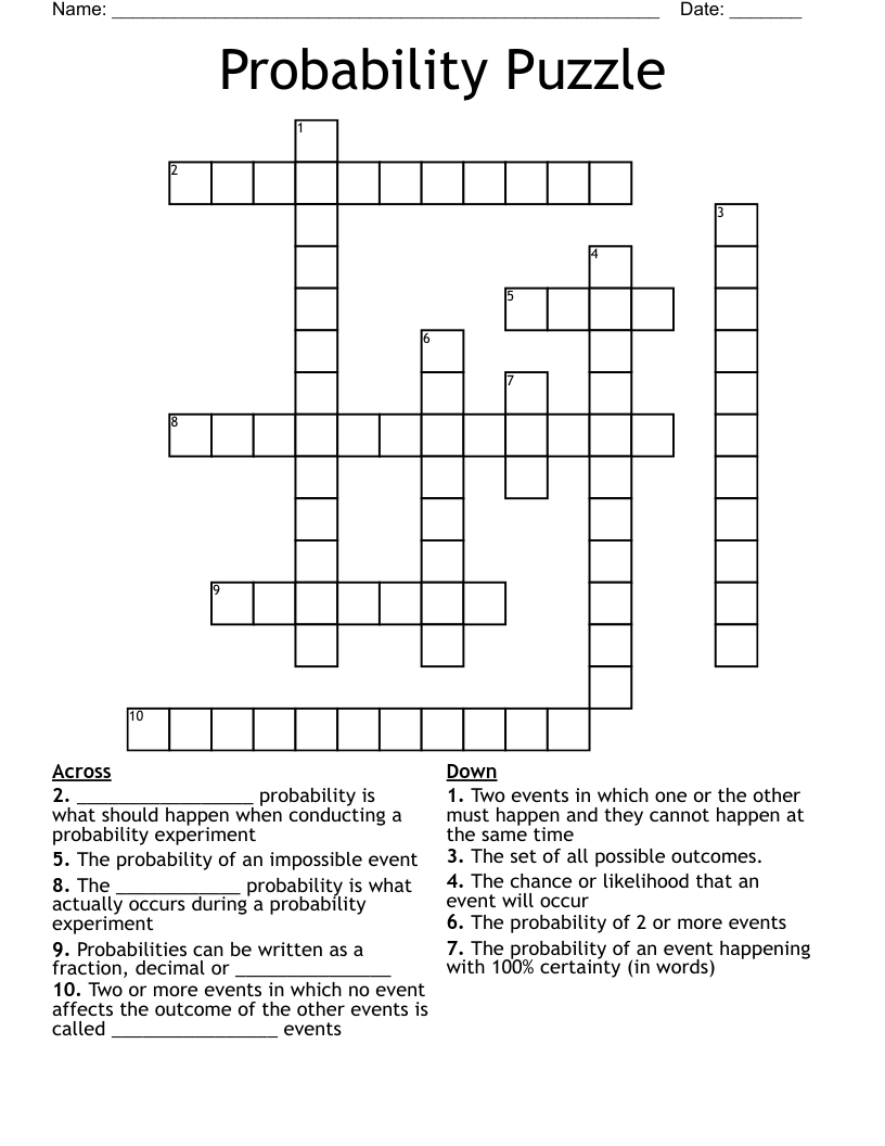 Probability Puzzle Crossword