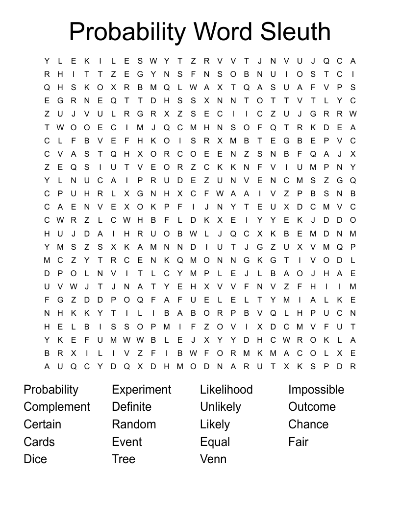 Probability Word Sleuth Word Search