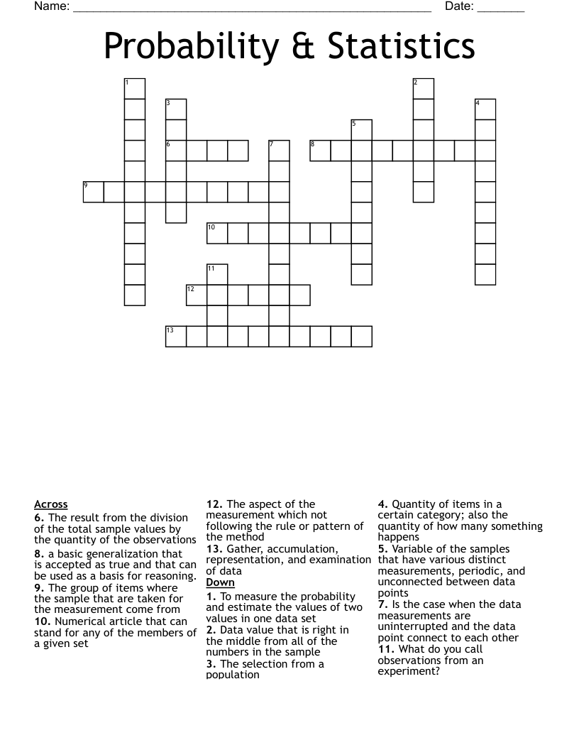 Probability & Statistics Crossword